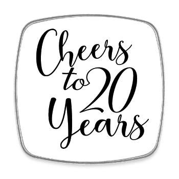 Cheers To 20 Years 20th Birthday Anniversary - Square fridge magnet - white - Front