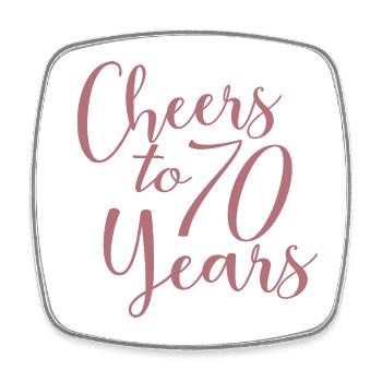 Cheers To 70 Years 70th Birthday Anniversary - Square fridge magnet - white - Front