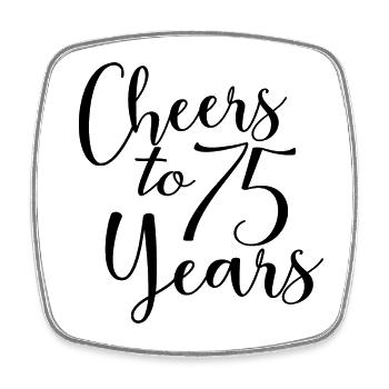 Prost auf 75 Jahre 75. Geburtstag - Viereckiger Kühlschrankmagnet - Weiß - Vorne