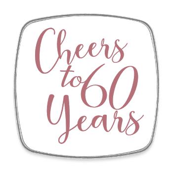 Cheers To 60 Years 60th Birthday Anniversary - Square fridge magnet - white - Front