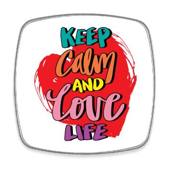 Keep Calm Love Life Farbexplosion - Viereckiger Kühlschrankmagnet - Weiß - Vorne