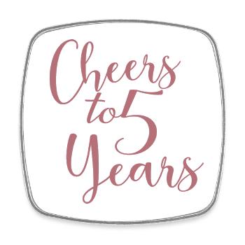 Cheers To 5 Years 5th Birthday Anniversary - Square fridge magnet - white - Front