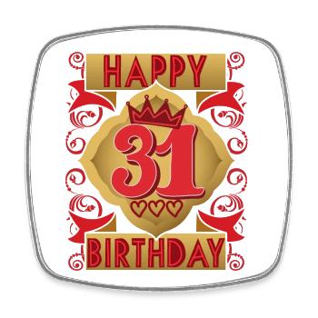 31. Geburtstag 31 Jahre alt Spruch, Vintage-Design - Viereckiger Kühlschrankmagnet - Weiß - Vorne