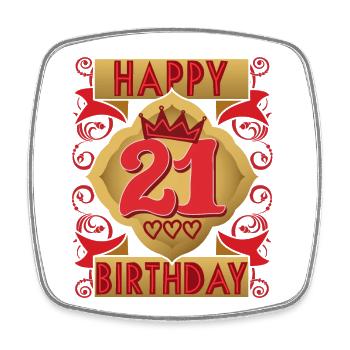 21. Geburtstag 21 Jahre alt Spruch, Vintage-Design - Viereckiger Kühlschrankmagnet - Weiß - Vorne