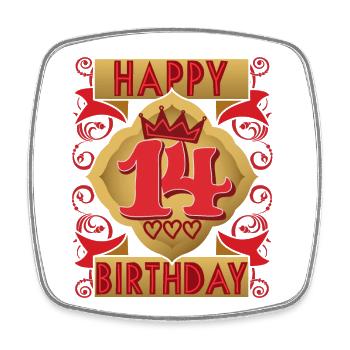 14. Geburtstag 14 Jahre alt Spruch, Vintage-Design - Viereckiger Kühlschrankmagnet - Weiß - Vorne