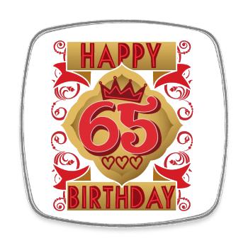 65th birthday 65 years old saying, vintage design - Square fridge magnet - white - Front