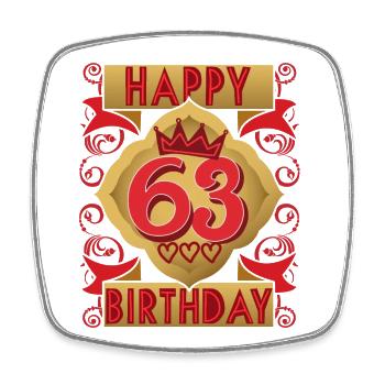 63ème anniversaire 63 ans dicton, design vintage - Magnet carré - blanc - Devant