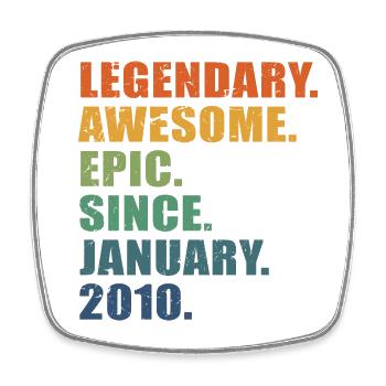 13th Birthday, January 2010, 13 Year Anniversary - Square fridge magnet - white - Front