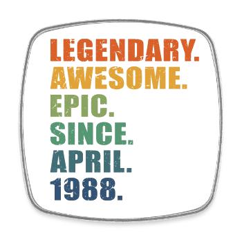 35th Birthday, April 1988, 35 Year Anniversary - Square fridge magnet - white - Front