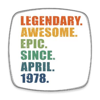 45th Birthday, April 1978, 45 Year Anniversary - Square fridge magnet - white - Front
