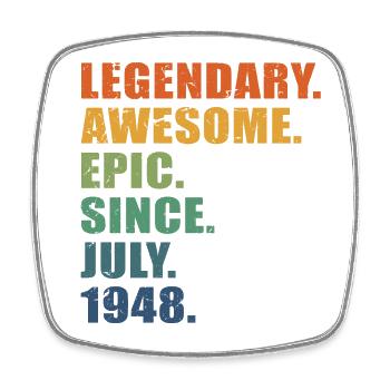 75th Birthday, July 1948, 75 Year Anniversary - Square fridge magnet - white - Front
