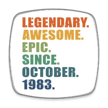 40th Birthday, October 1983, 40 Year Anniversary - Square fridge magnet - white - Front