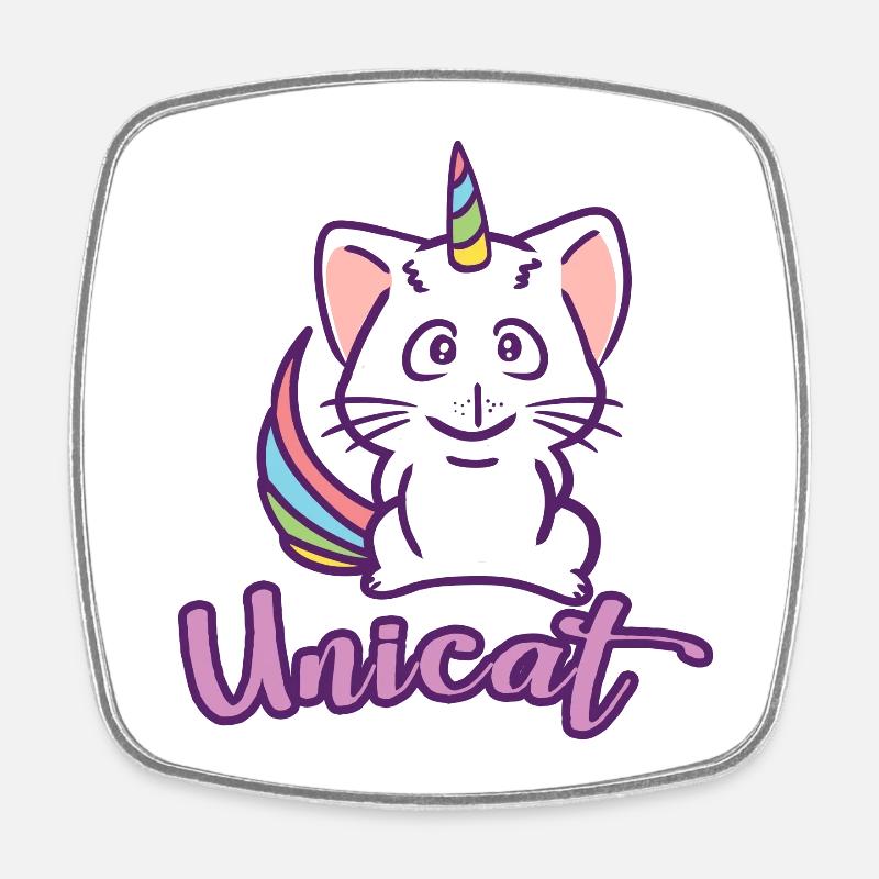 Chat mignon unicat - Magnet carré - blanc