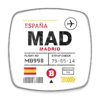 Etikett des Flughafens Madrid - Viereckiger Kühlschrankmagnet - Weiß - Vorne