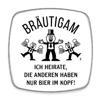 Bräutigam (Karikatur / Bier Im Kopf / 1C) - Viereckiger Kühlschrankmagnet - Weiß - Vorne