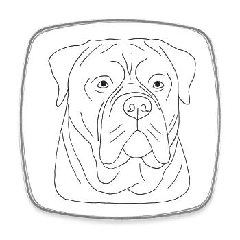 Bullmastiff Kopf - Viereckiger Kühlschrankmagnet - Weiß - Vorne