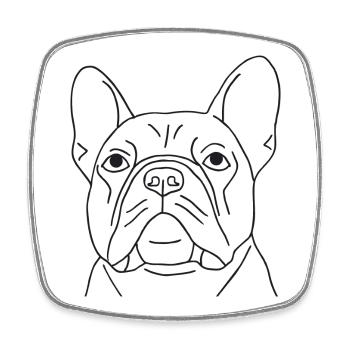 Französische Bulldogge - Viereckiger Kühlschrankmagnet - Weiß - Vorne