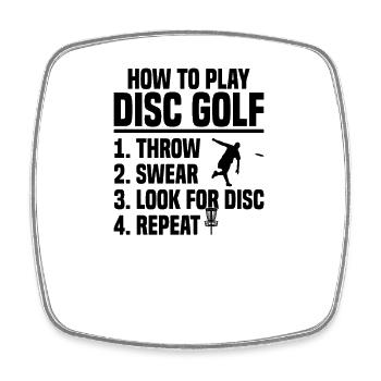 Disc Golf Frisbee - Magnet carré - blanc - Devant