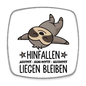 Faultier Hinfallen liegen bleiben - Viereckiger Kühlschrankmagnet - Weiß - Vorne
