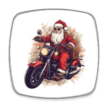 Santa Claus Motorcycle Sunglasses Christmas - Square fridge magnet - white - Front