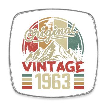 Jahrgang 1963 Retro Geburtstagsgeschenk Jahrgang 1963 - Viereckiger Kühlschrankmagnet - Weiß - Vorne