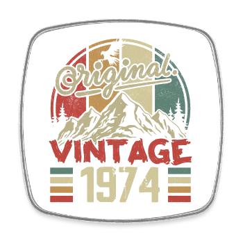 Jahrgang 1974 Retro Geburtstagsgeschenk Jahrgang 1974 - Viereckiger Kühlschrankmagnet - Weiß - Vorne