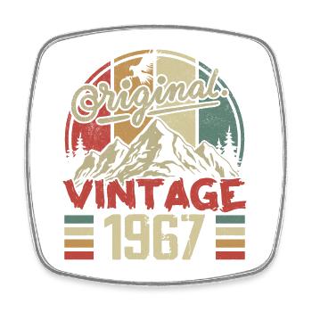 Jahrgang 1967 Retro Geburtstagsgeschenk Geboren 1967 - Viereckiger Kühlschrankmagnet - Weiß - Vorne
