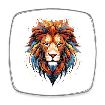 Lion coloré tête de lion coloré prédateur Art - Magnet carré - blanc - Devant
