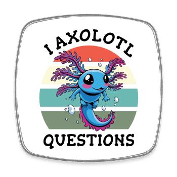 Axolotl pose beaucoup de questions - Magnet carré - blanc - Devant
