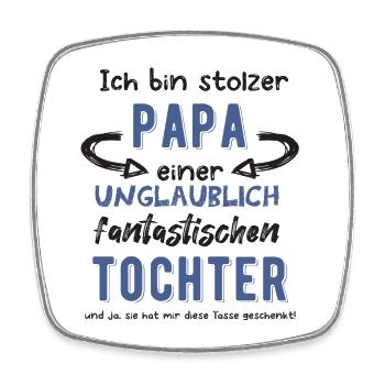 Papa von Tochter - Viereckiger Kühlschrankmagnet - Weiß - Vorne