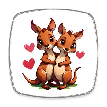 Give these cute kangaroos as a gift for Valentine's Day - Square fridge magnet - white - Front