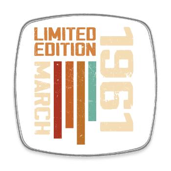 March 1961 Birthday 1961 Retro 1961 March - Square fridge magnet - white - Front