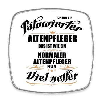 Tätowierter Altenpfleger ist netter! Altenpflege. - Viereckiger Kühlschrankmagnet - Weiß - Vorne