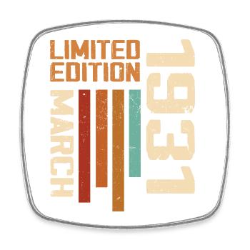 Mars 1931 Anniversaire 1931 Retro 1931 Mars - Magnet carré - blanc - Devant