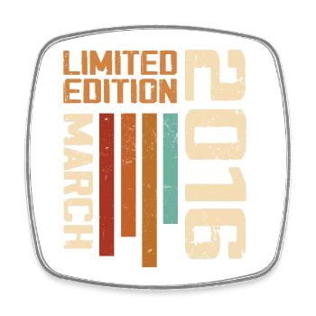 March 2016 Anniversary 2016 Retro 2016 March - Square fridge magnet - white - Front
