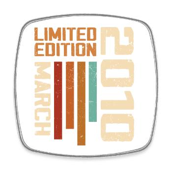 March 2010 Anniversary 2010 Retro 2010 March - Square fridge magnet - white - Front