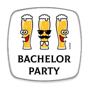 Bachelor Party (JGA / Bier / Biergläser / 3C) - Viereckiger Kühlschrankmagnet - Weiß - Vorne