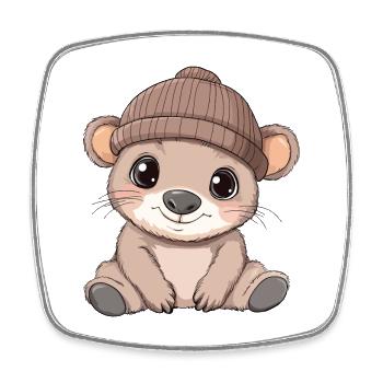 wombat mignon mignon bébé enfants animal dessin animé - Magnet carré - blanc - Devant