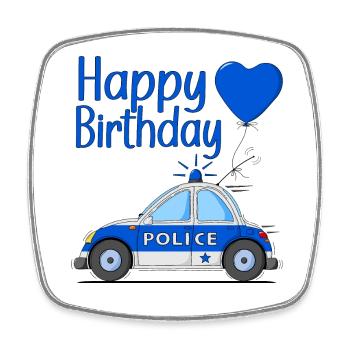 Happy Birthday Police Herz - Viereckiger Kühlschrankmagnet - Weiß - Vorne