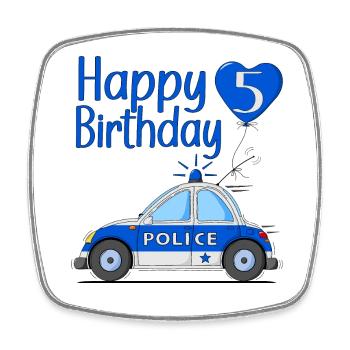 Happy Birthday 5 Police - Viereckiger Kühlschrankmagnet - Weiß - Vorne