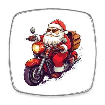 Santa Claus Motorcycle Sunglasses Christmas - Square fridge magnet - white - Front