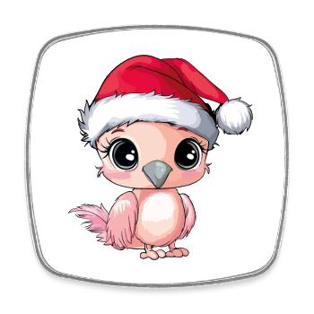 Flamingo Noël mignon Noël mignon Noël - Magnet carré - blanc - Devant