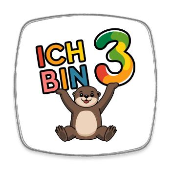 Ich bin 3 Jahre dritter Geburtstag - Viereckiger Kühlschrankmagnet - Weiß - Vorne