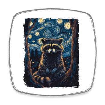Waschbär Tier Himmel Sternenhimmel Malerei Van Gogh - Viereckiger Kühlschrankmagnet - Weiß - Vorne