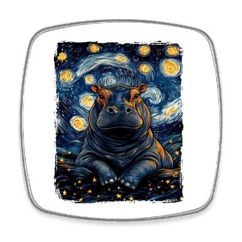 Hippopotamus Pygmy Hippo Animal Starry Night - Square fridge magnet - white - Front