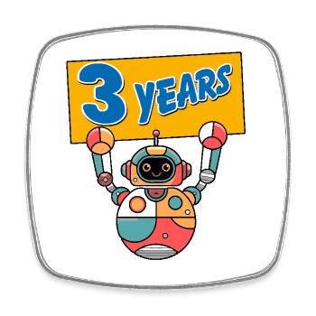Ich bin drei 3 Jahre dritter Geburtstag Roboter - Viereckiger Kühlschrankmagnet - Weiß - Vorne