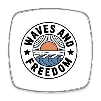 Waves & Freedom | Surfer & Strand Lover - Viereckiger Kühlschrankmagnet - Weiß - Vorne