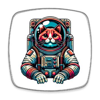 Petit chat mignon comme astronaute astronaute - Magnet carré - blanc - Devant
