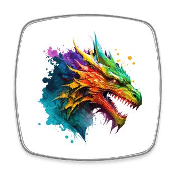 Dragon Colorful Fantasy Magic Mysticism Mythology Art - Square fridge magnet - white - Front