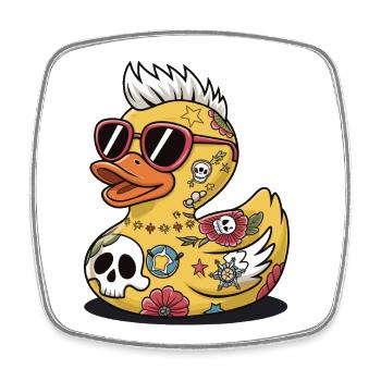 Ente Gummi Ente Punk Heavy Metal Tier Vogel - Viereckiger Kühlschrankmagnet - Weiß - Vorne